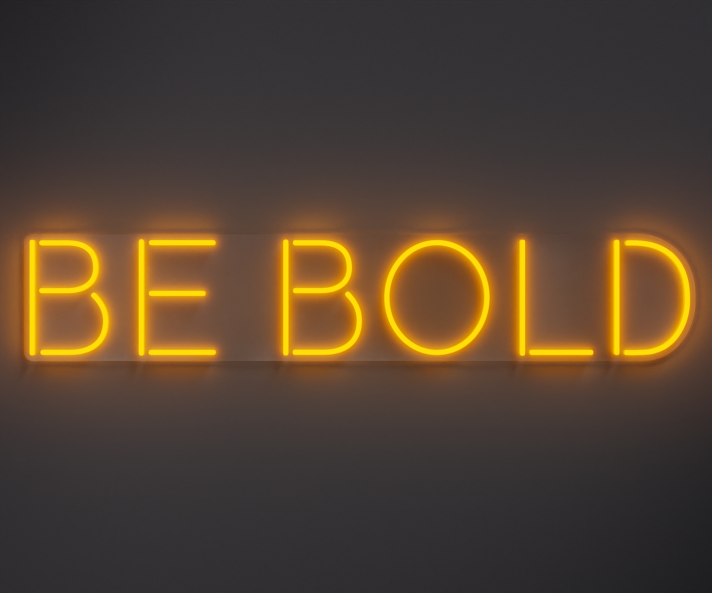 yellow neon sign that says be bold