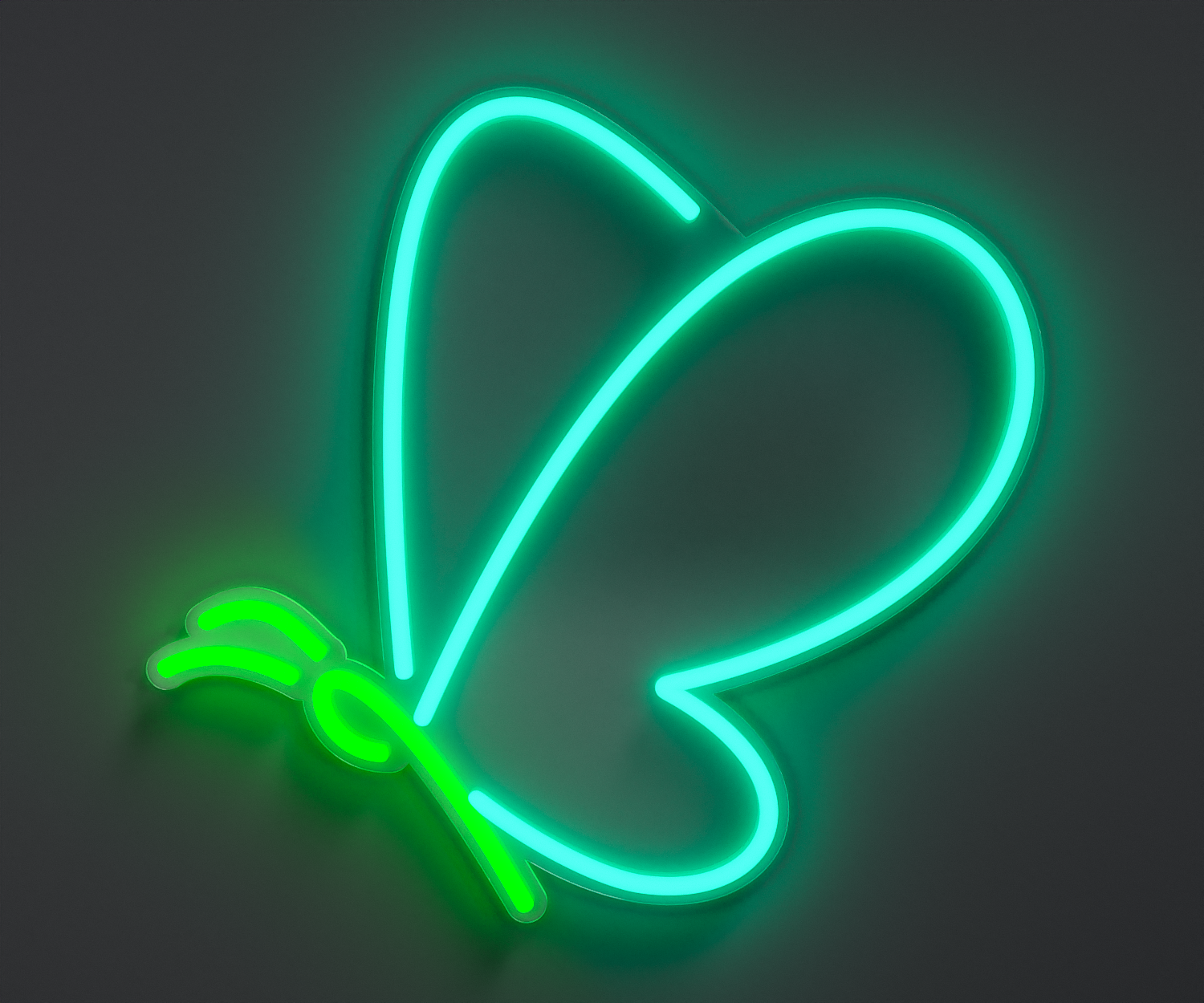 green and turquoise butterfly neon sign