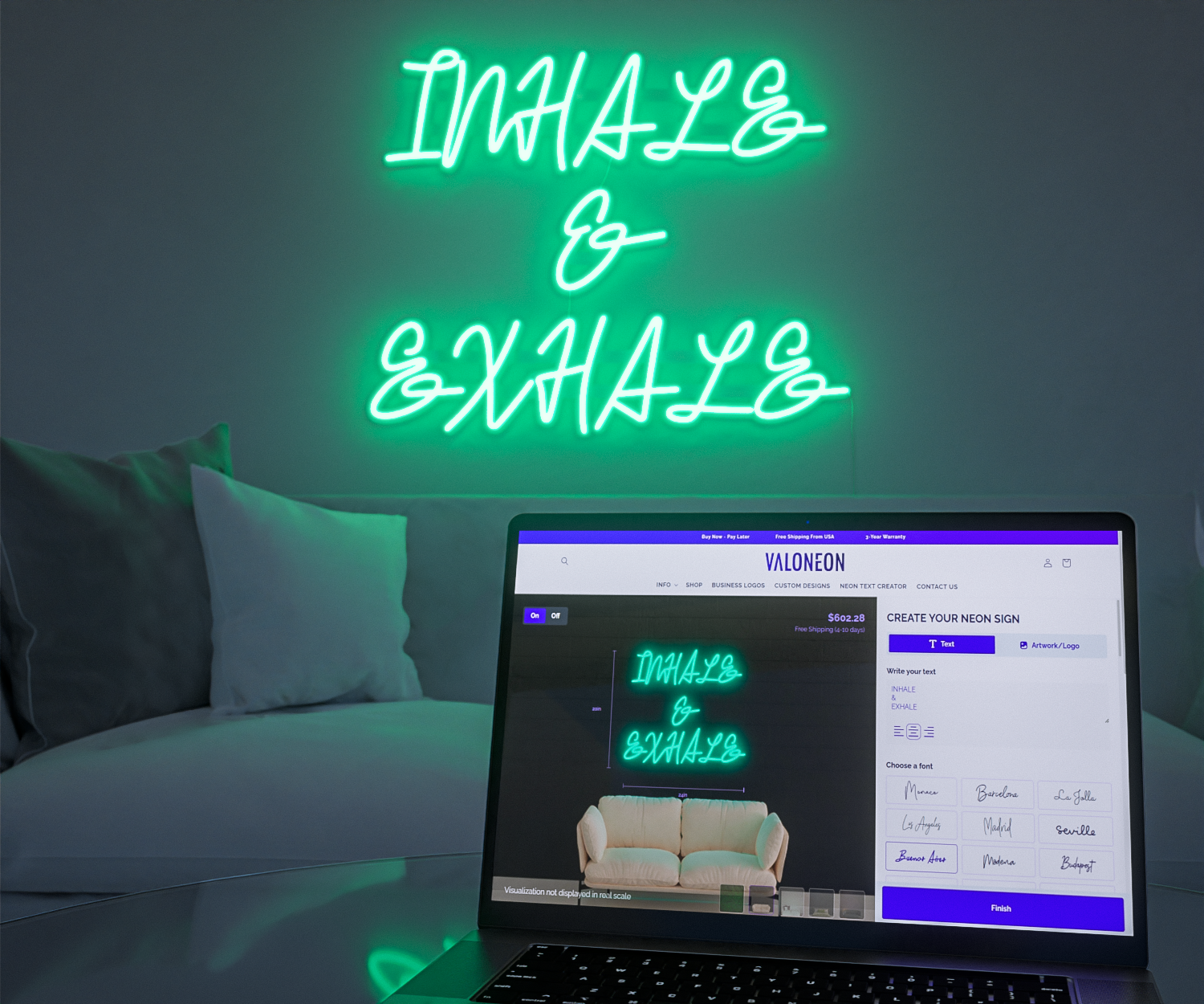 Neon sign text creator online by Valoneon