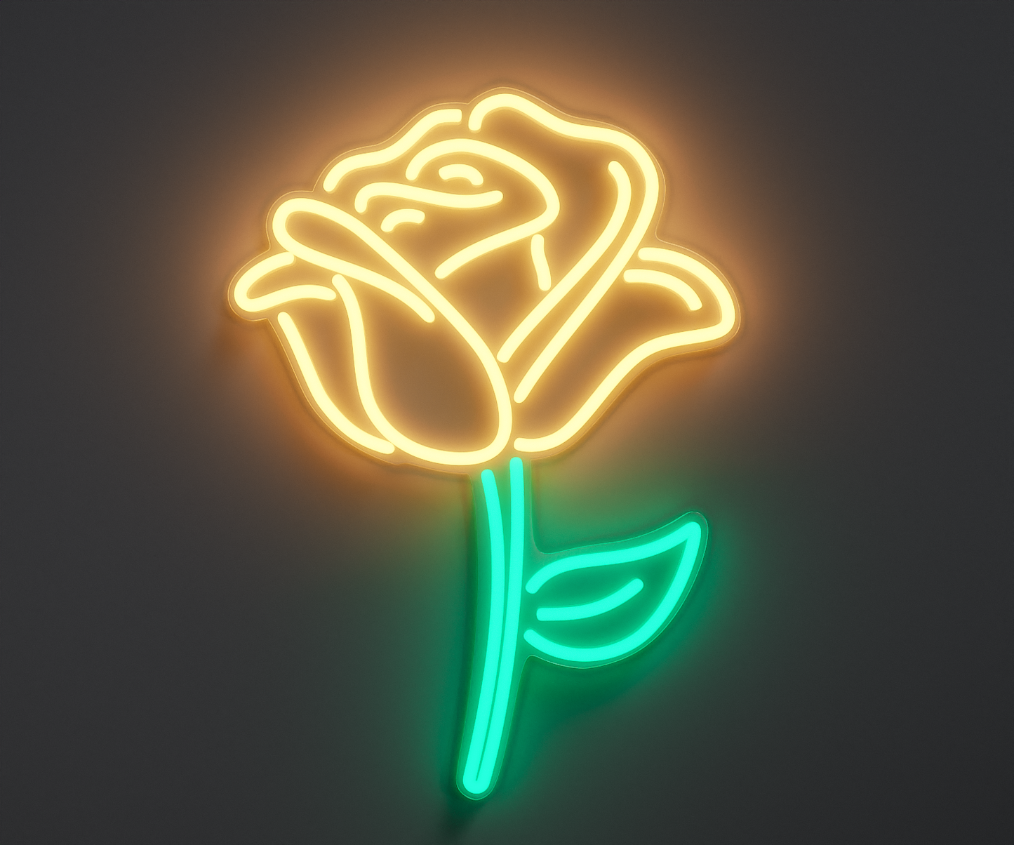 warm white and turquoise rose neon sign