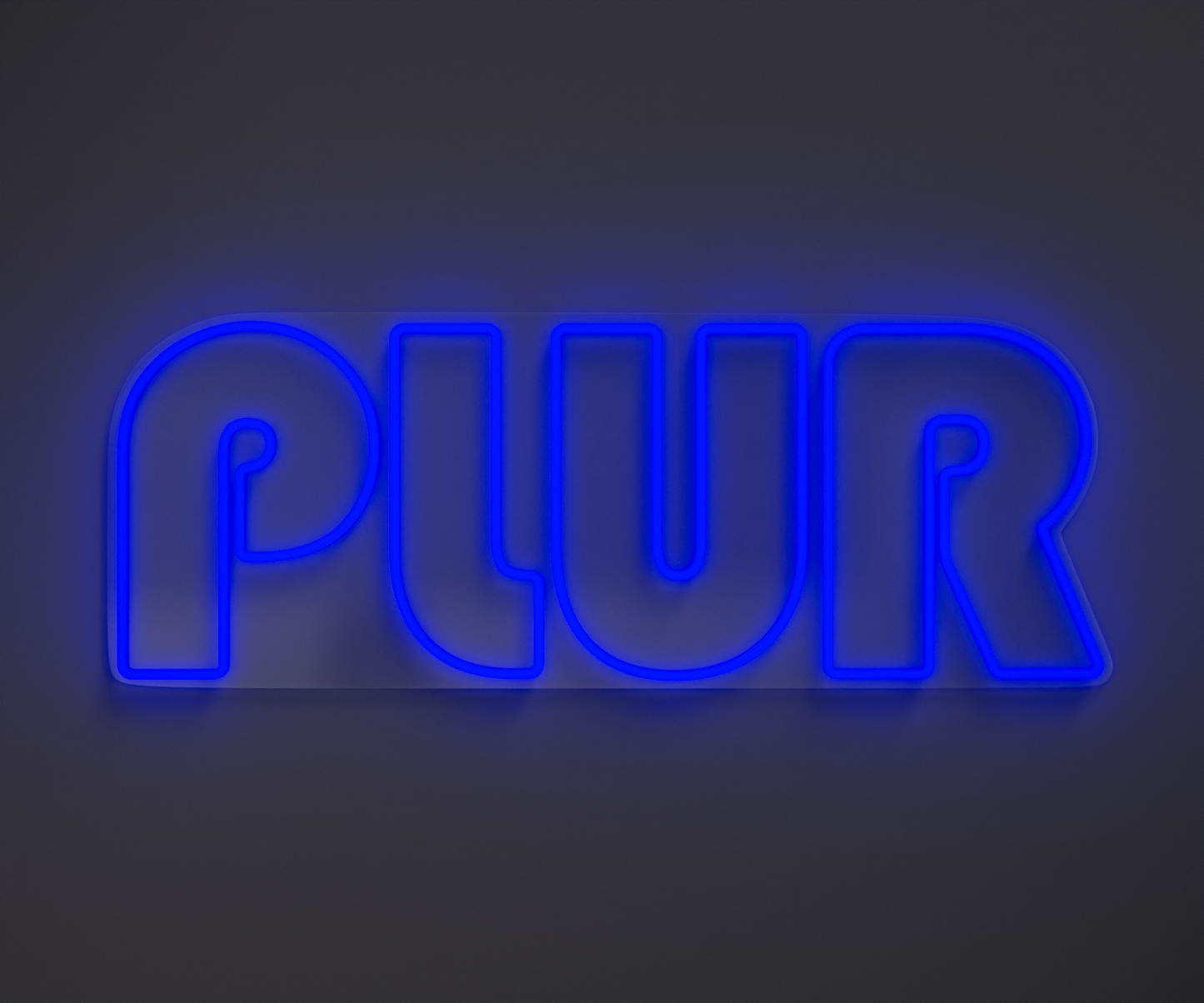blue PLUR neon sign