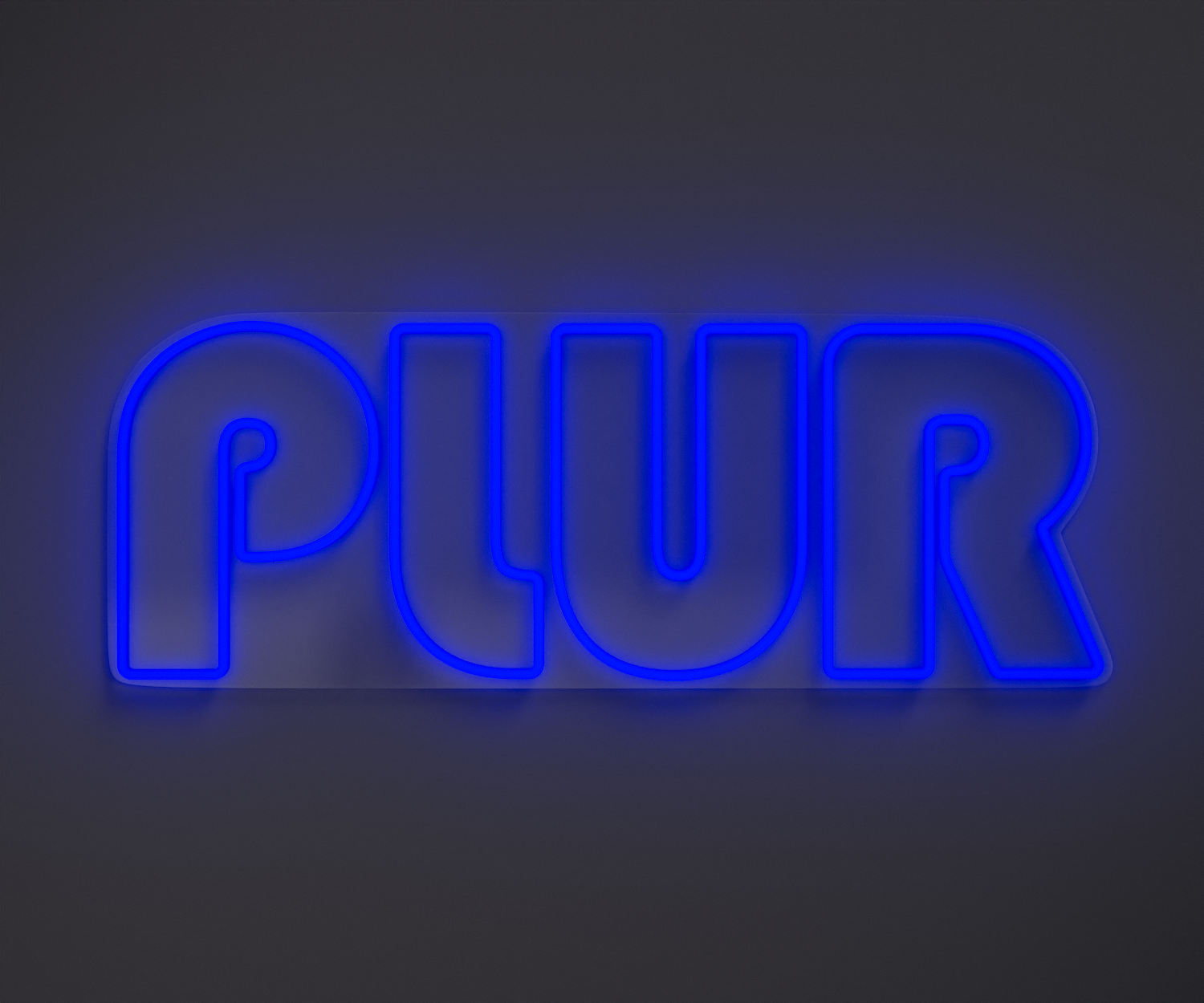 blue PLUR neon sign