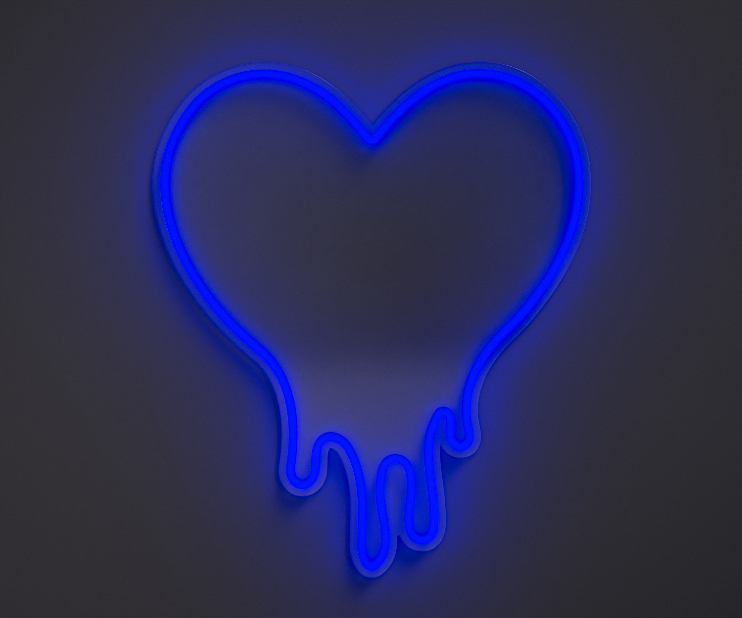 blue melting heart neon sign