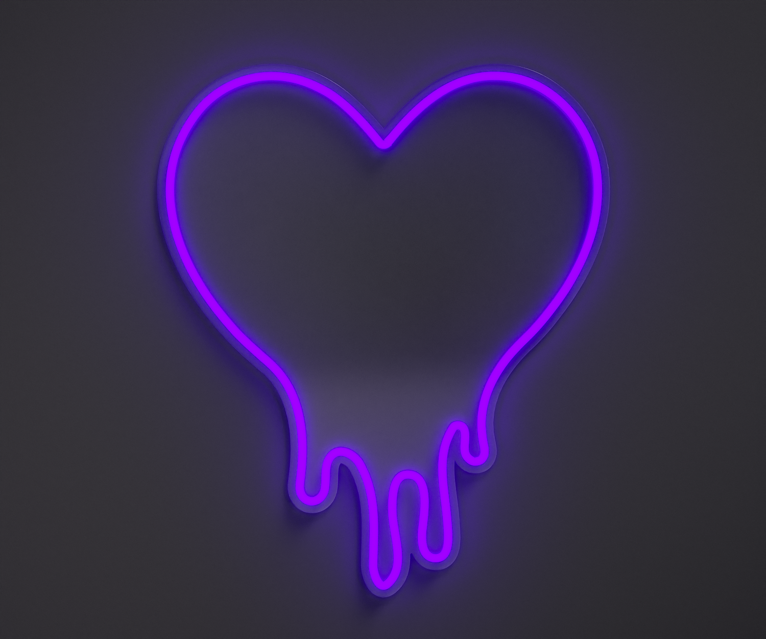 purple melting heart neon sign