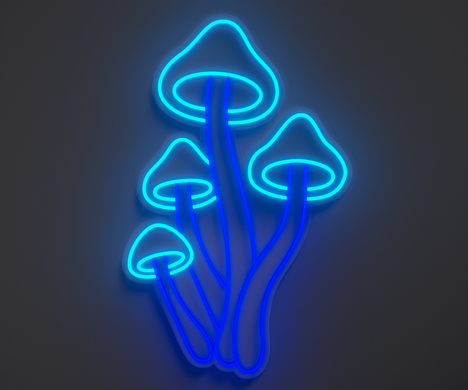 light blue and blue magic mushroom neon sign