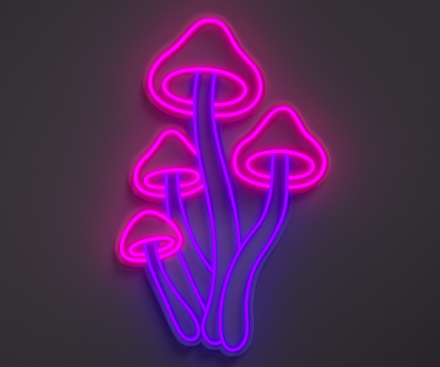 pink and purple magic mushroom neon sign