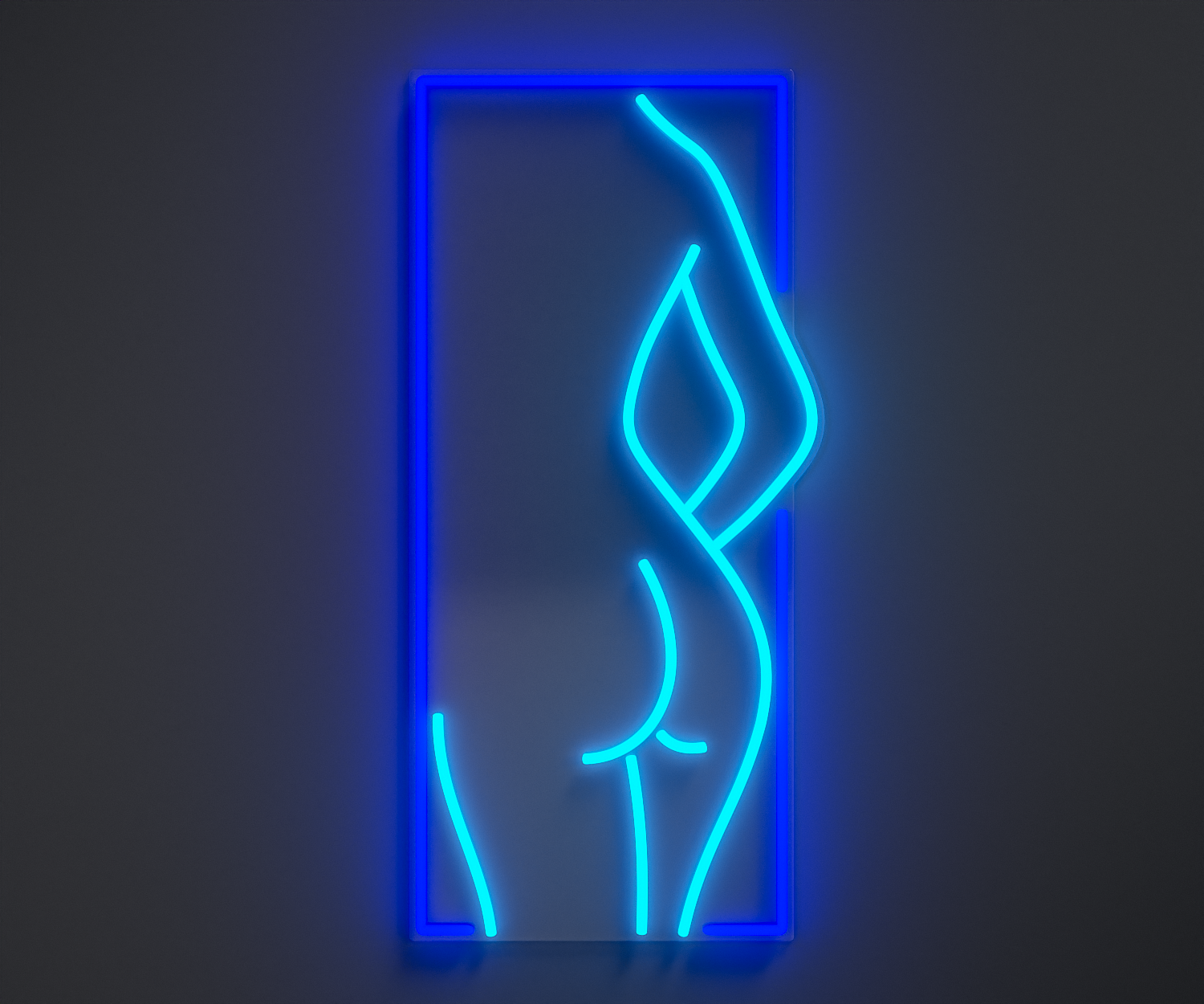 blue and light blue neon sign of a woman's silhouette