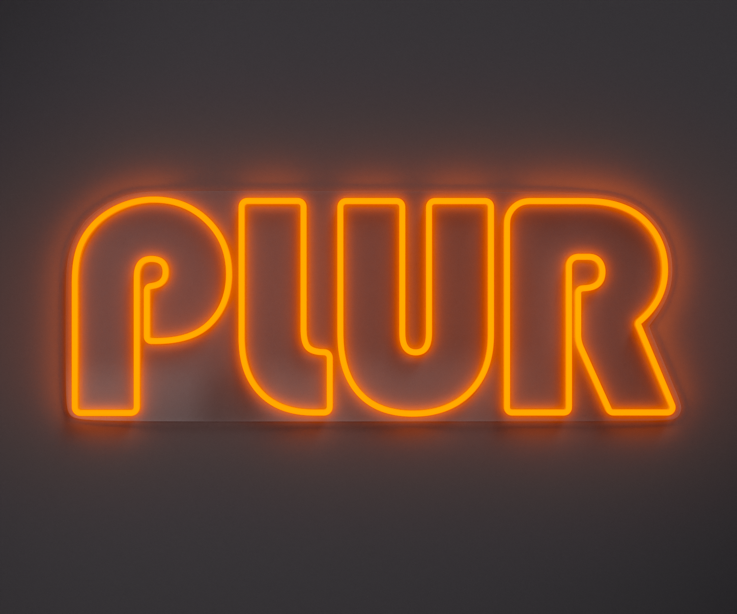 orange PLUR neon sign