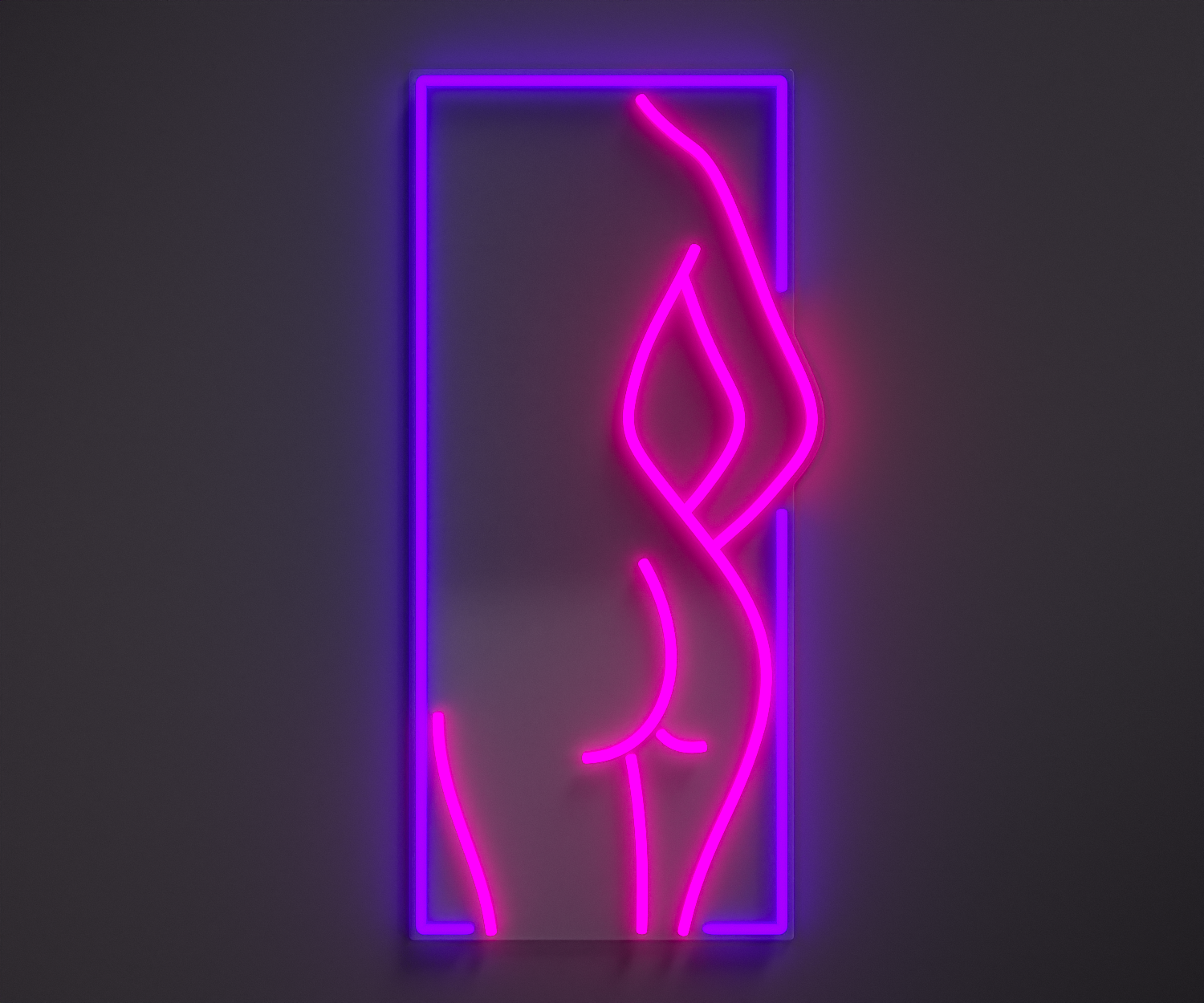 purple and pink neon sign of a woman's silhouette