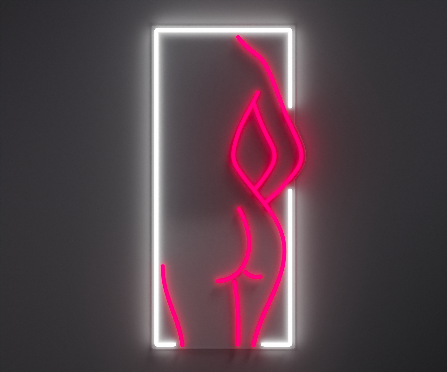 white and pink neon sign of a woman's silhouette
