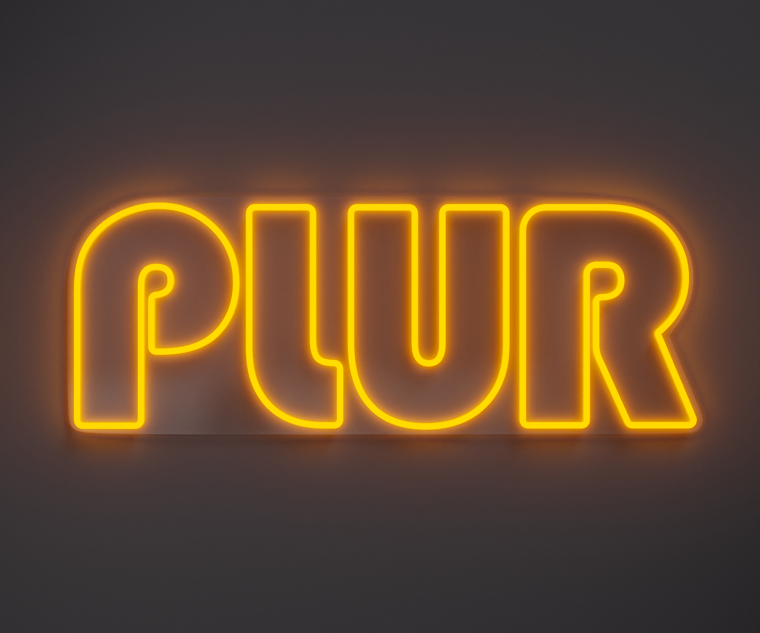 yellow PLUR neon sign