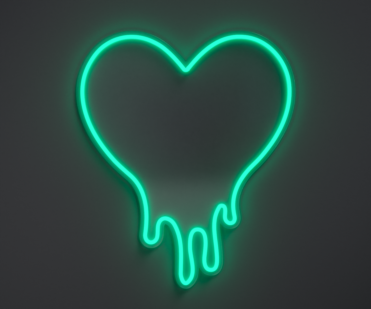turquoise melting heart neon sign