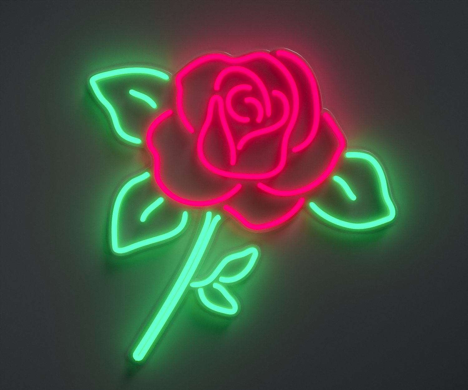 Pink and aquamarine rose neon sign