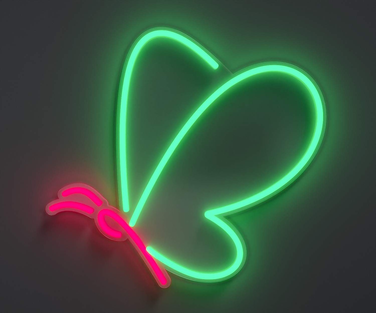 pink and aquamarine butterfly neon sign