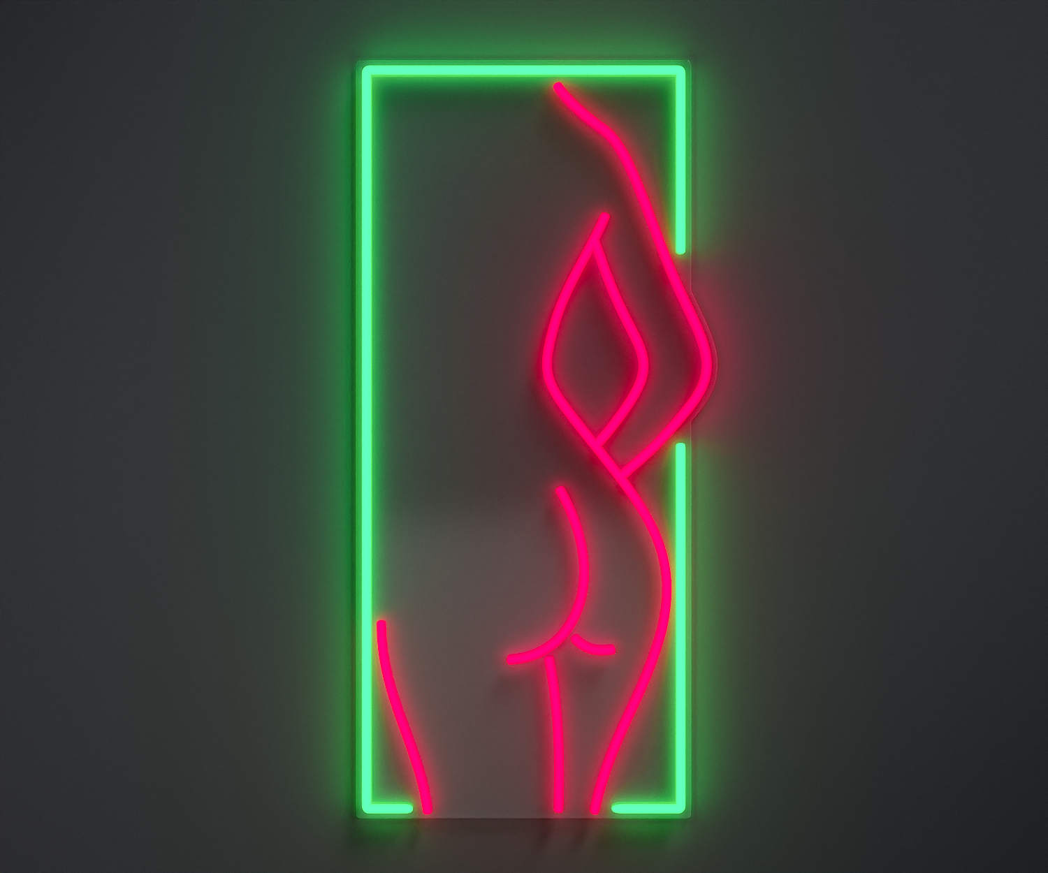 aquamarine and pink neon sign of a woman's silhouette