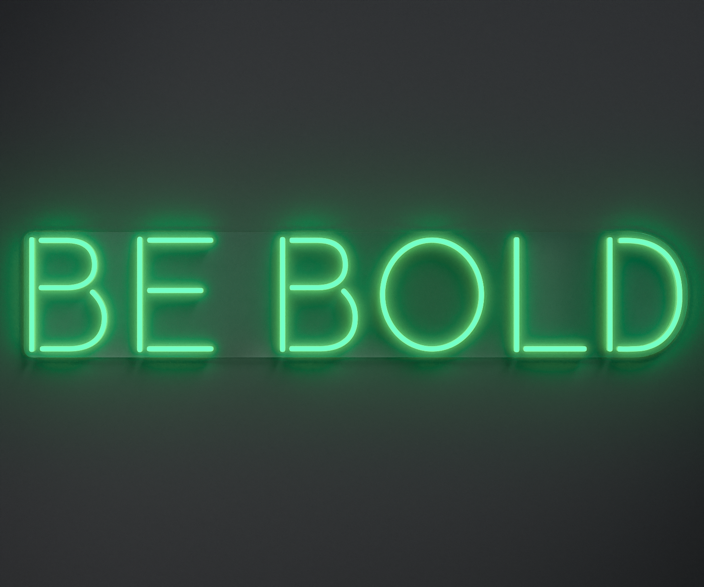 blue and green neon sign that says be bold