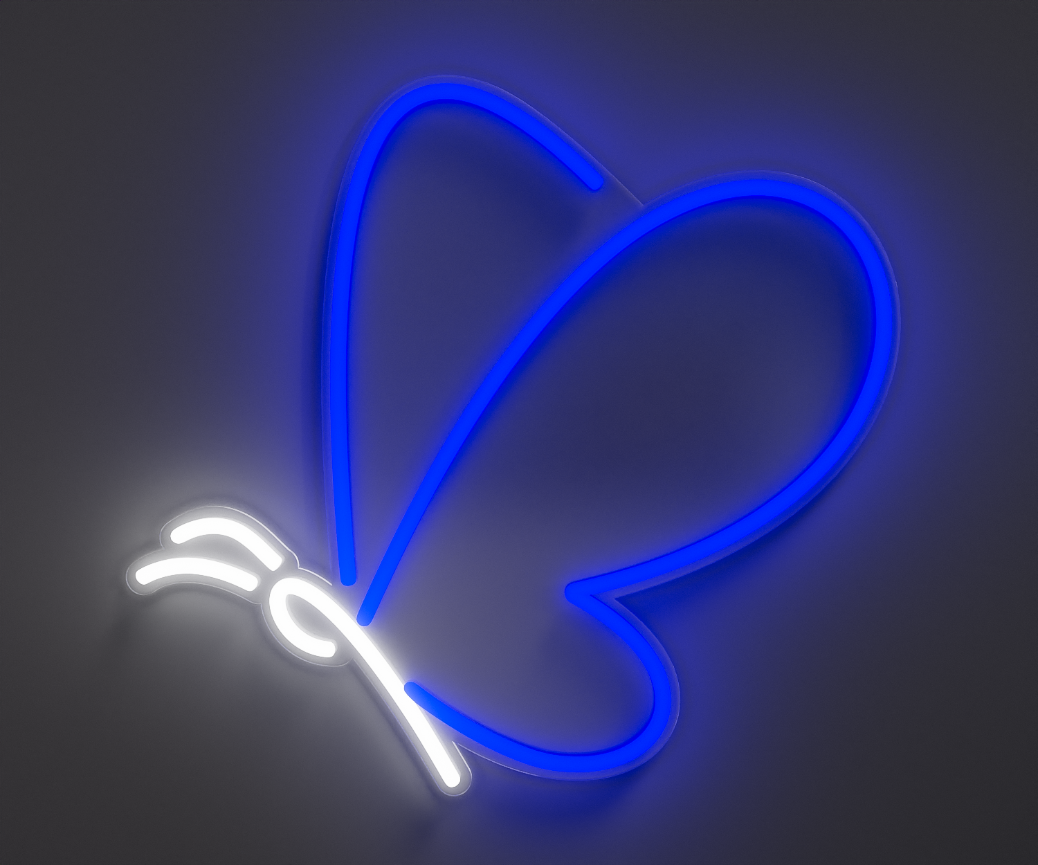 White and blue butterfly neon sign