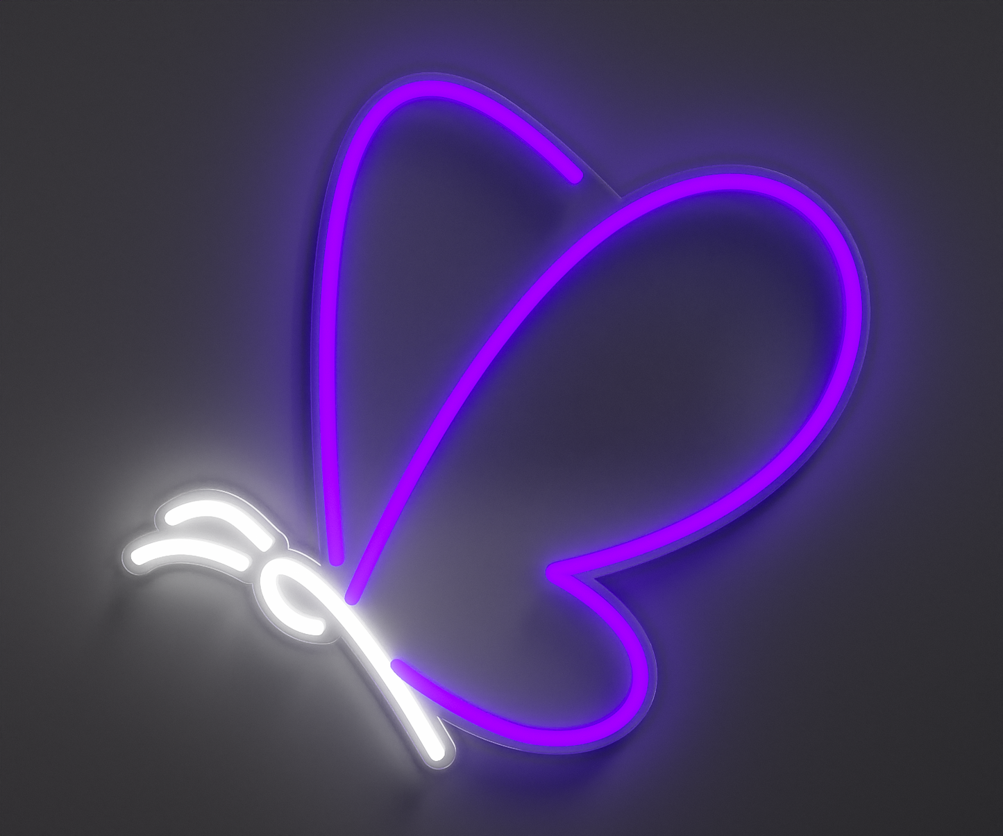 white and purple butterfly neon sign