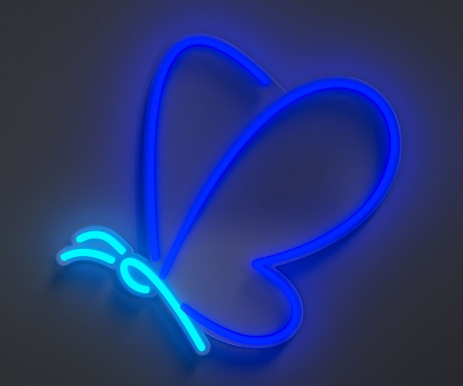 Light blue and blue butterfly neon sign
