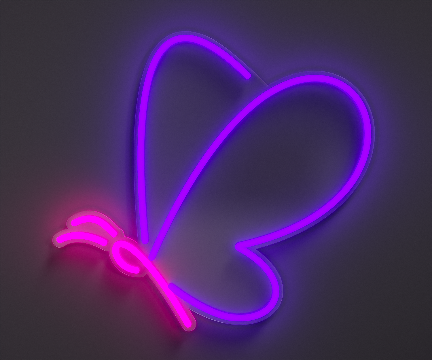 Pink and purple butterfly neon sign