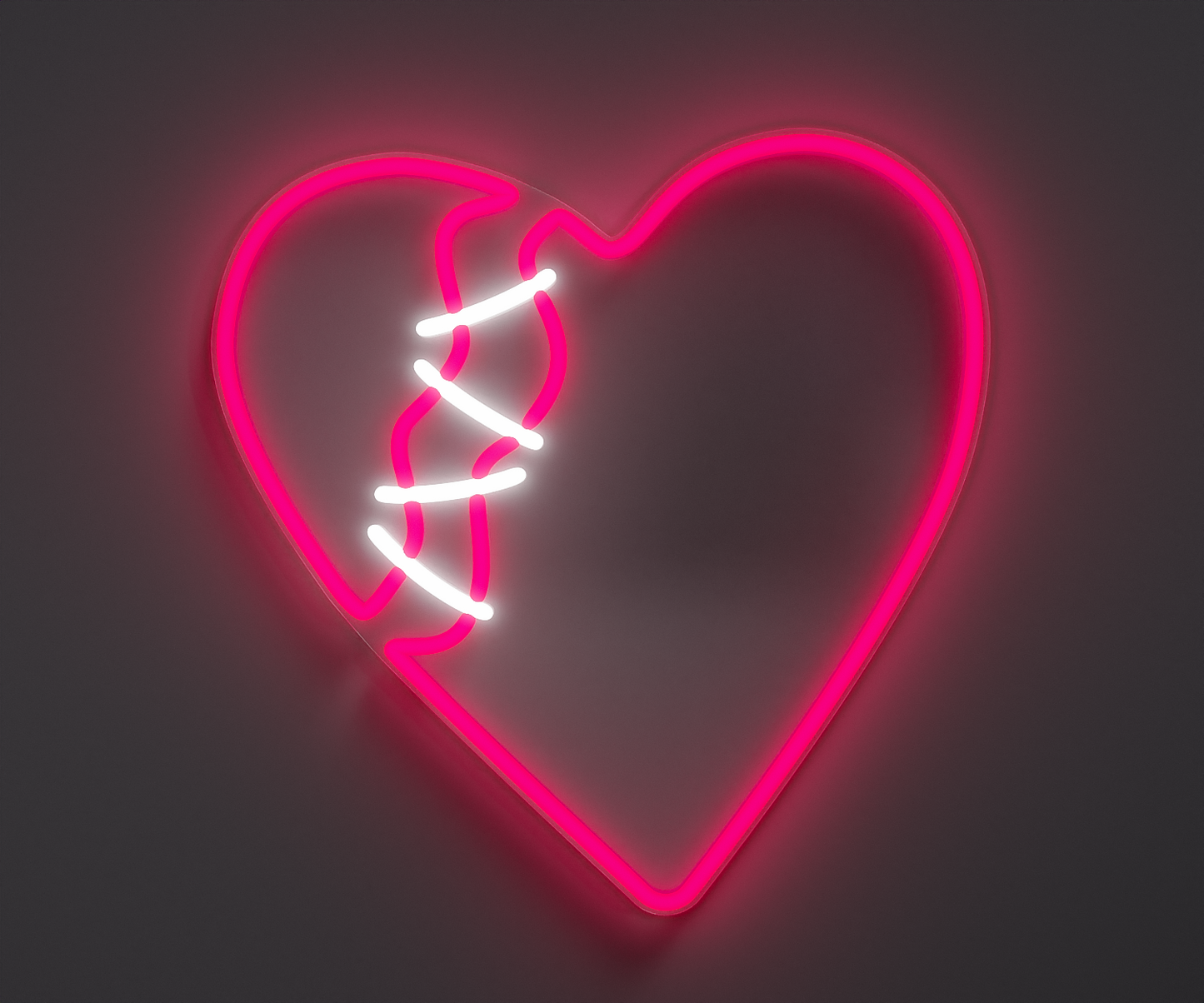 pink broken heart neon sign