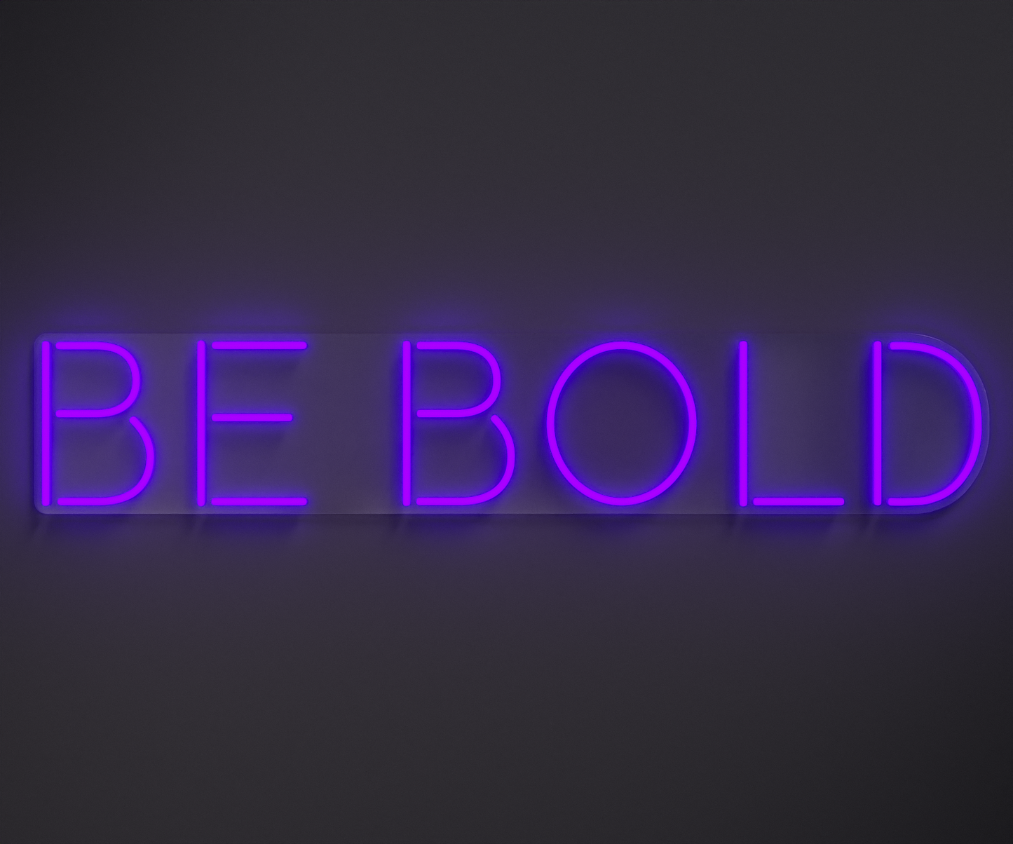 purple neon sign that says be bold