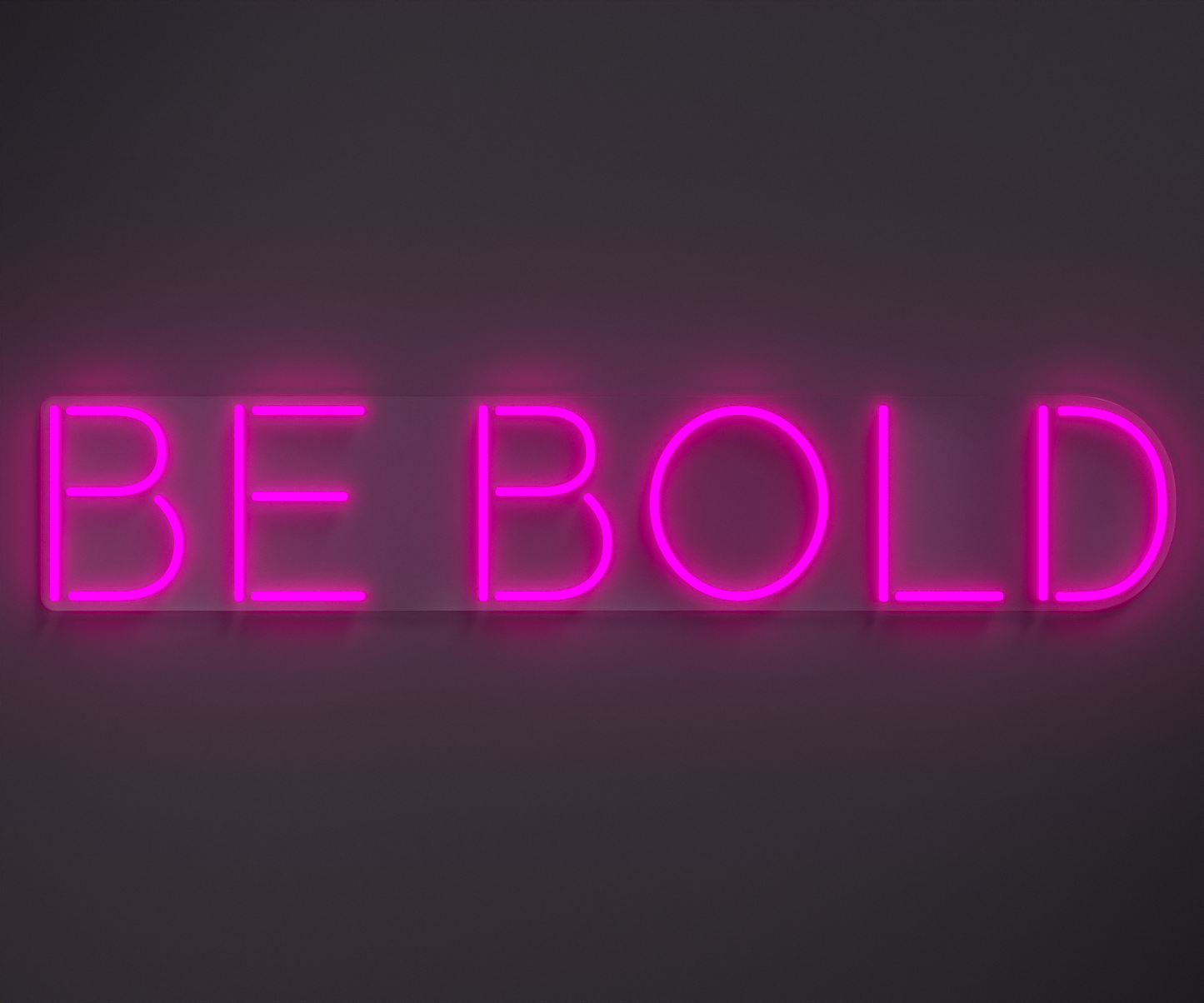light pink neon sign that says be bold
