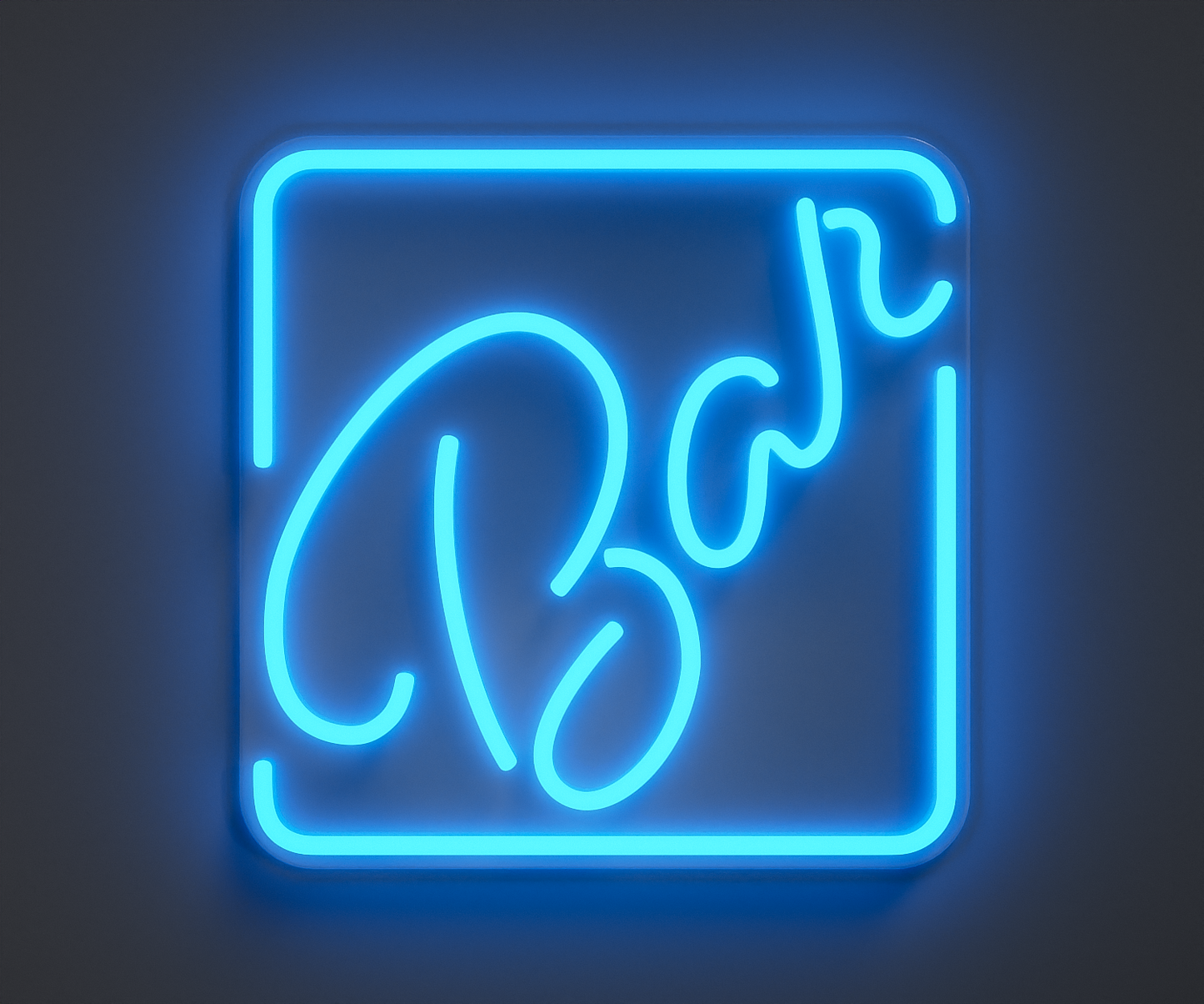 illustration of a light blue neon bar sign