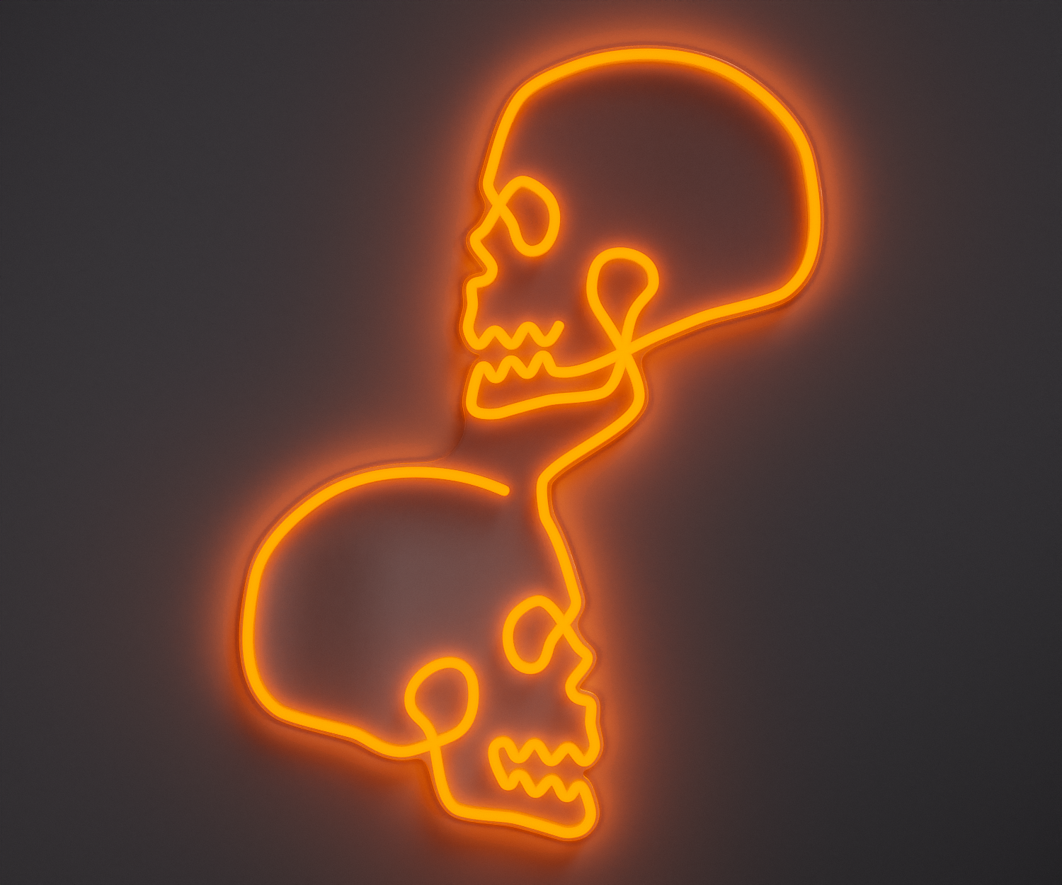 an orange skull neon sign