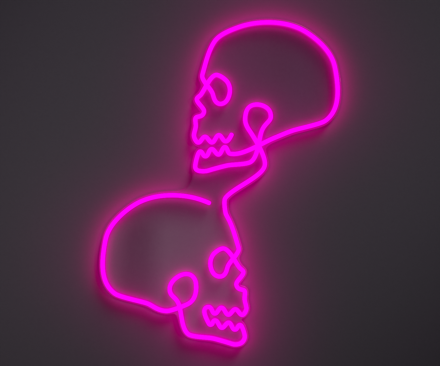 a light pink skull neon sign