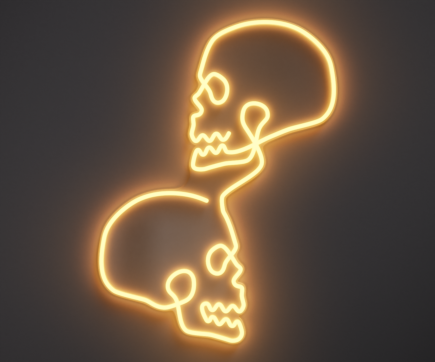 a warm white skull neon sign