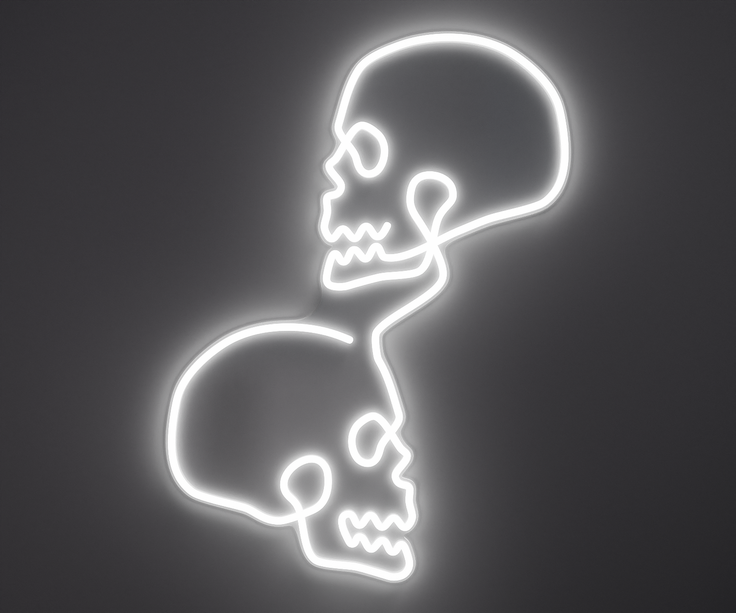 a white skull neon sign