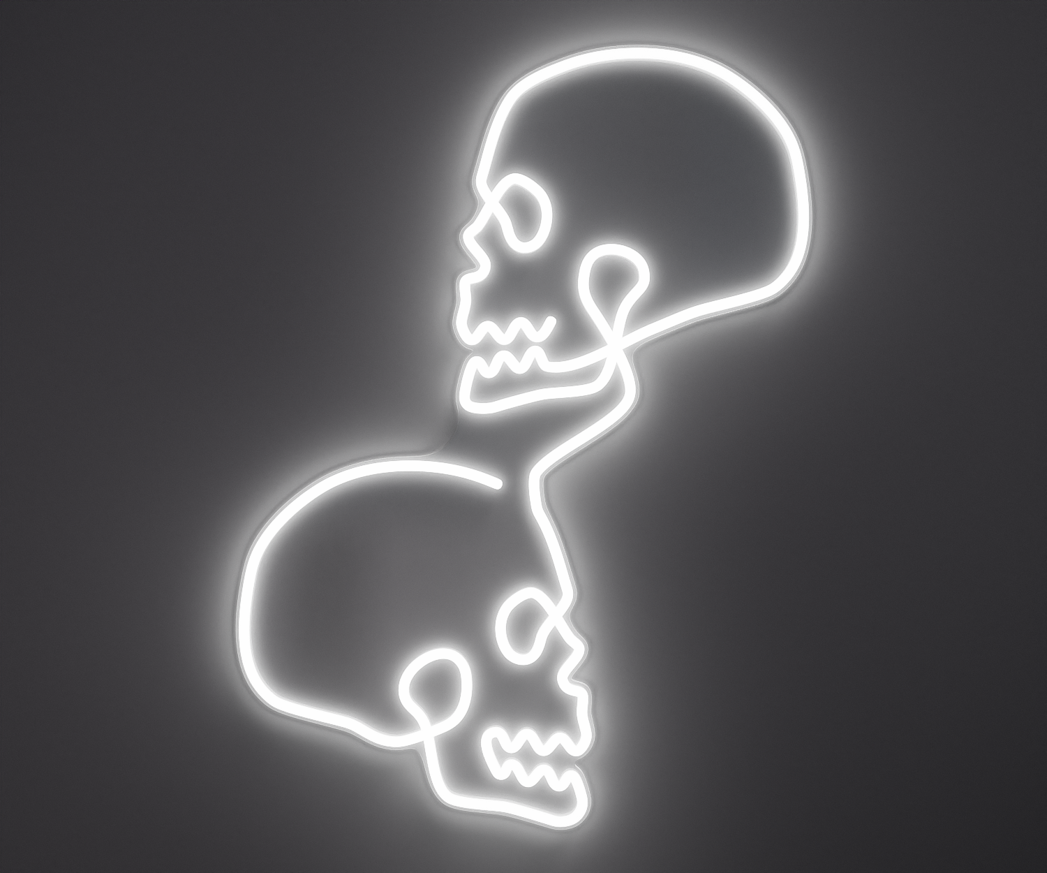 a white skull neon sign