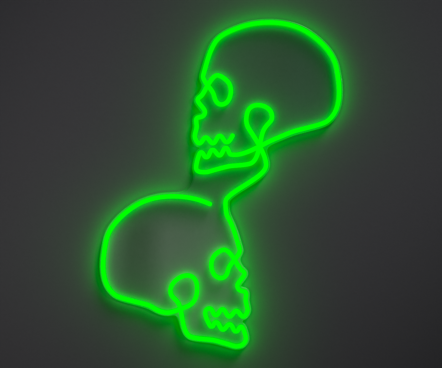 a green neon skull neon sign