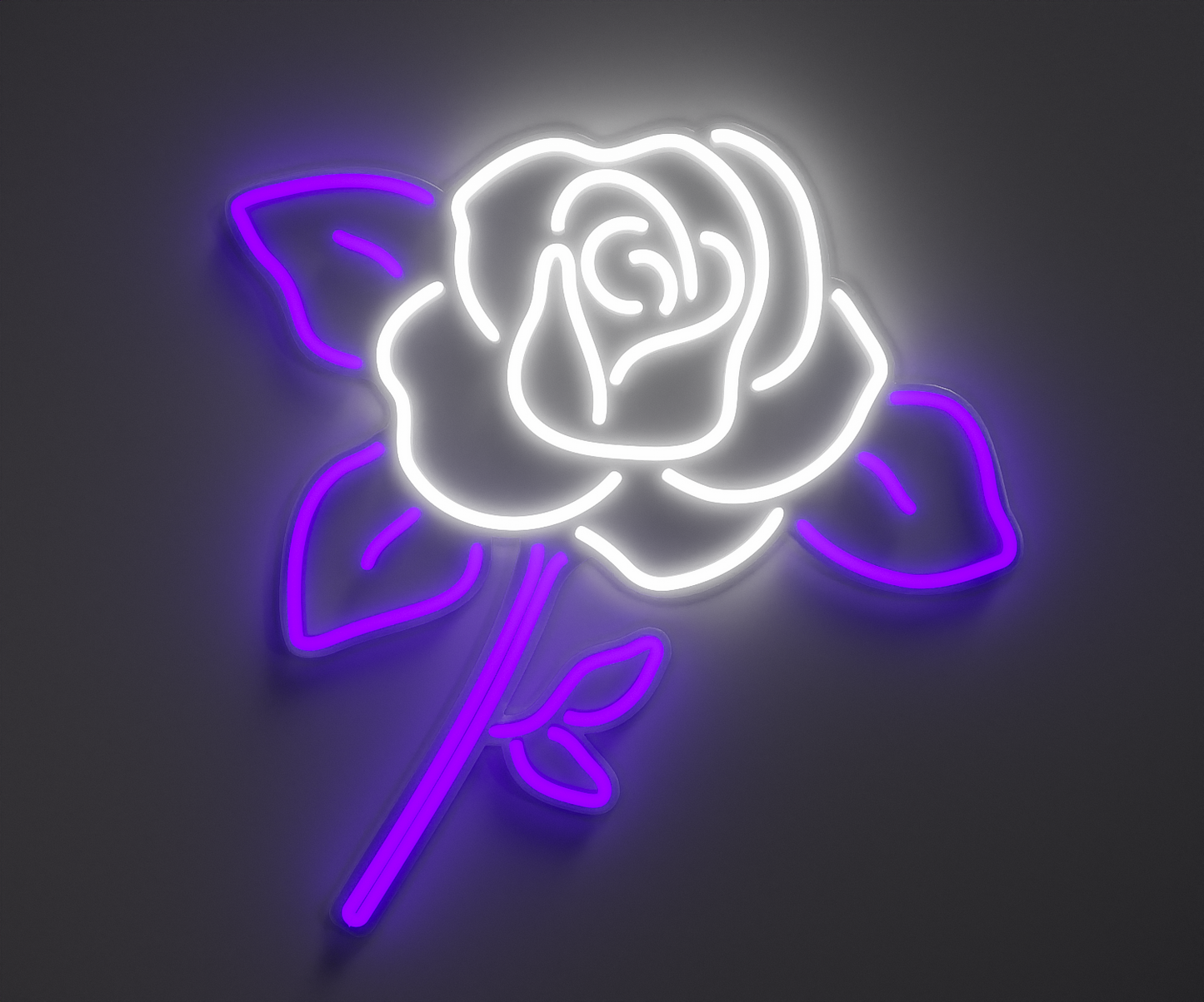 White and purple rose neon sign