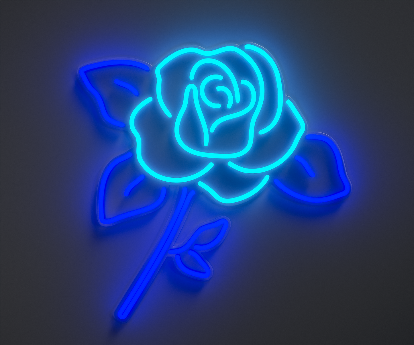 Light blue and blue rose neon sign