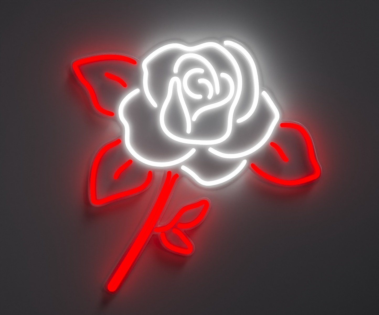 White and red rose neon sign