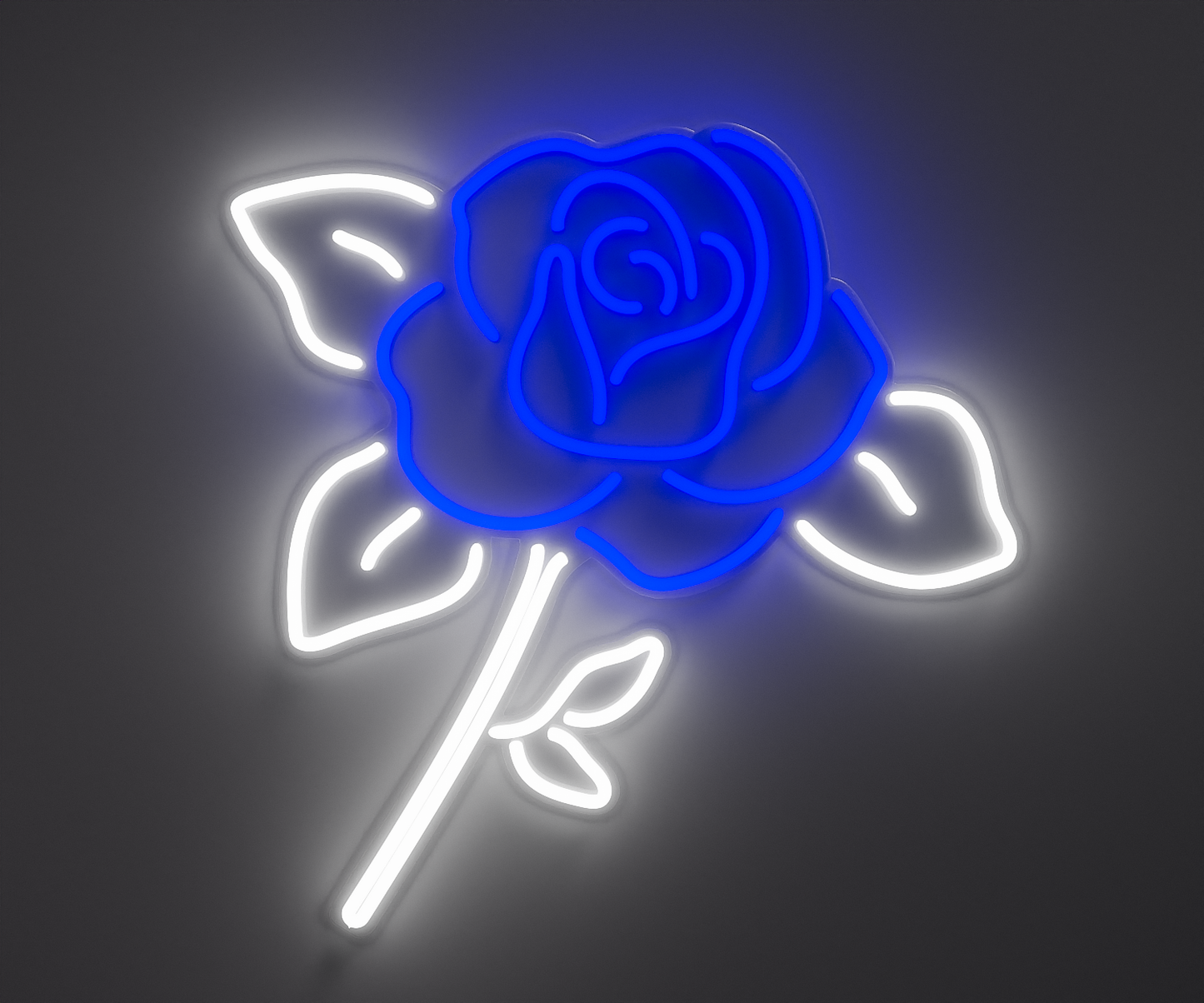Blue and white rose neon sign
