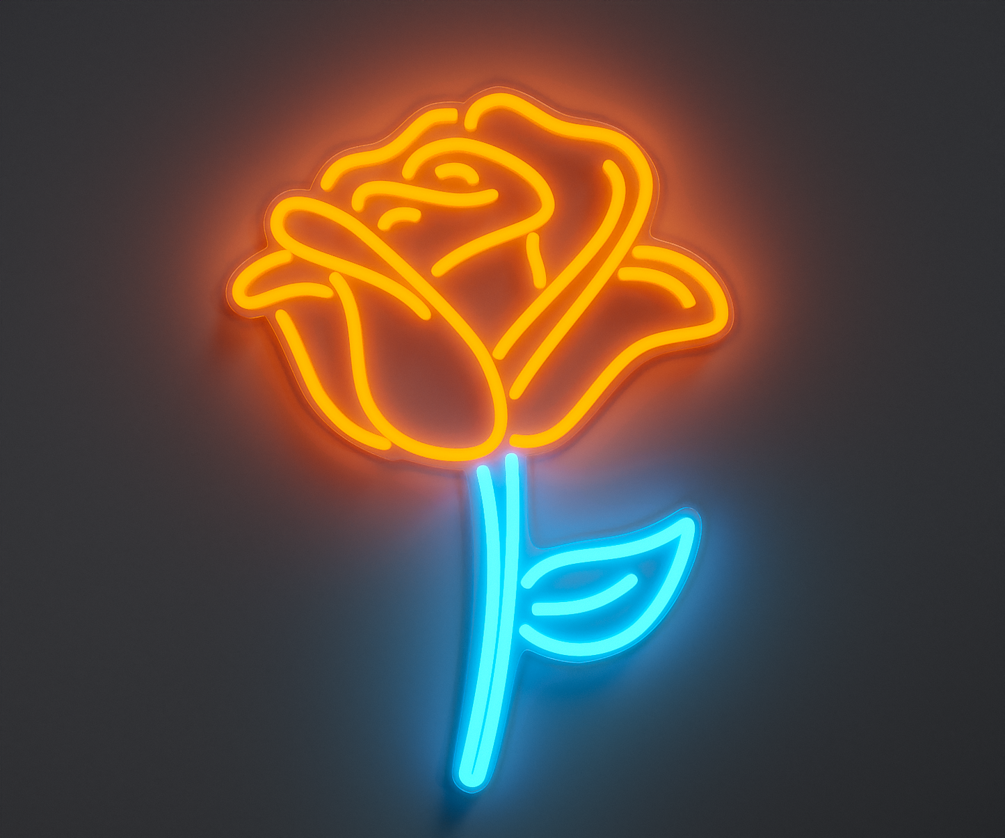 orange and light blue rose neon sign
