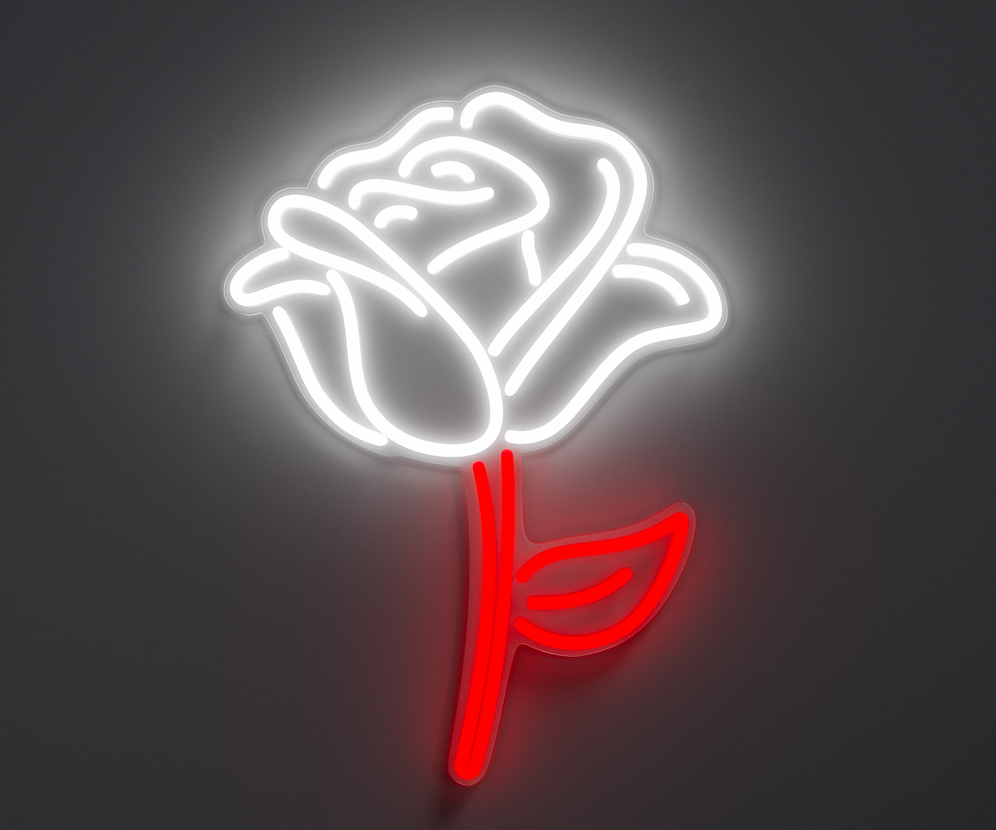 white and red rose neon sign