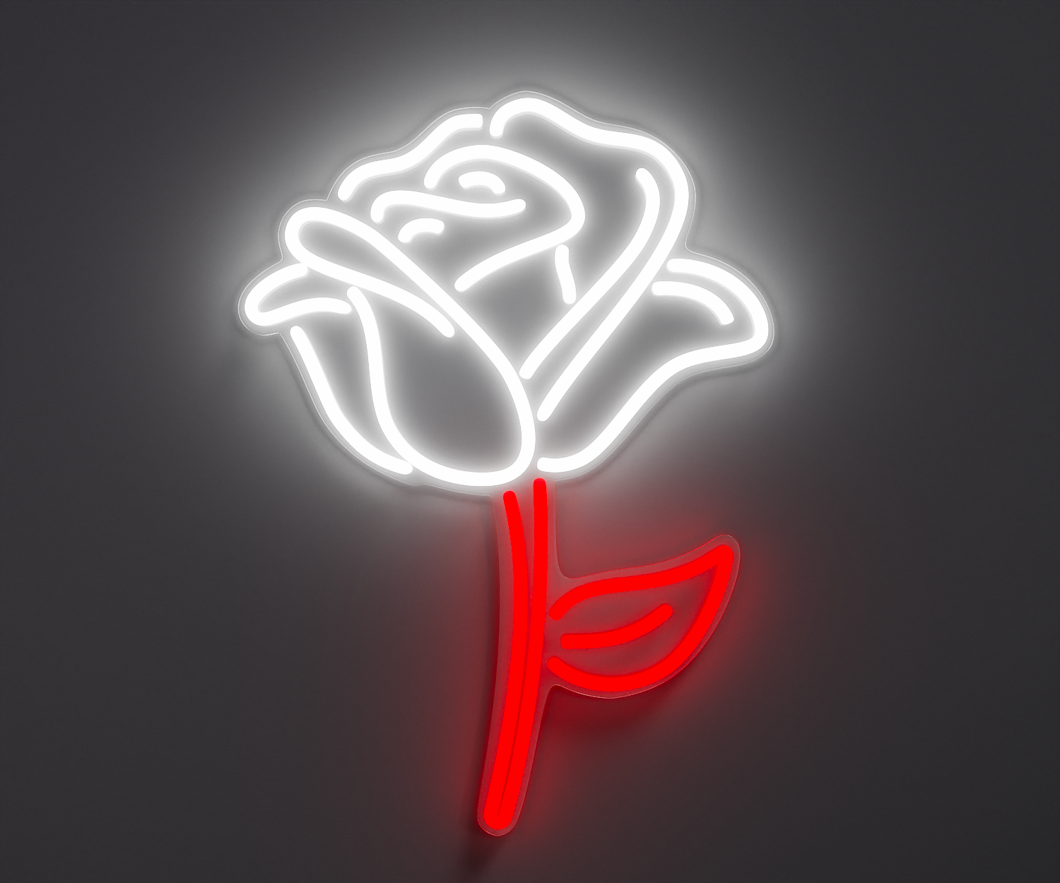 white and red rose neon sign