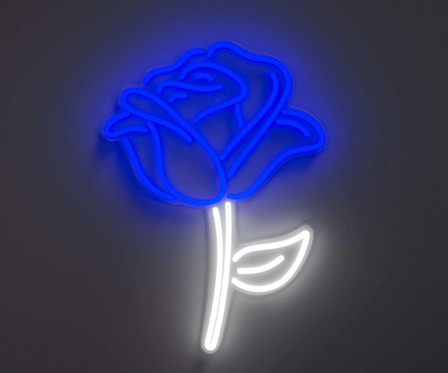 blue and white rose neon sign