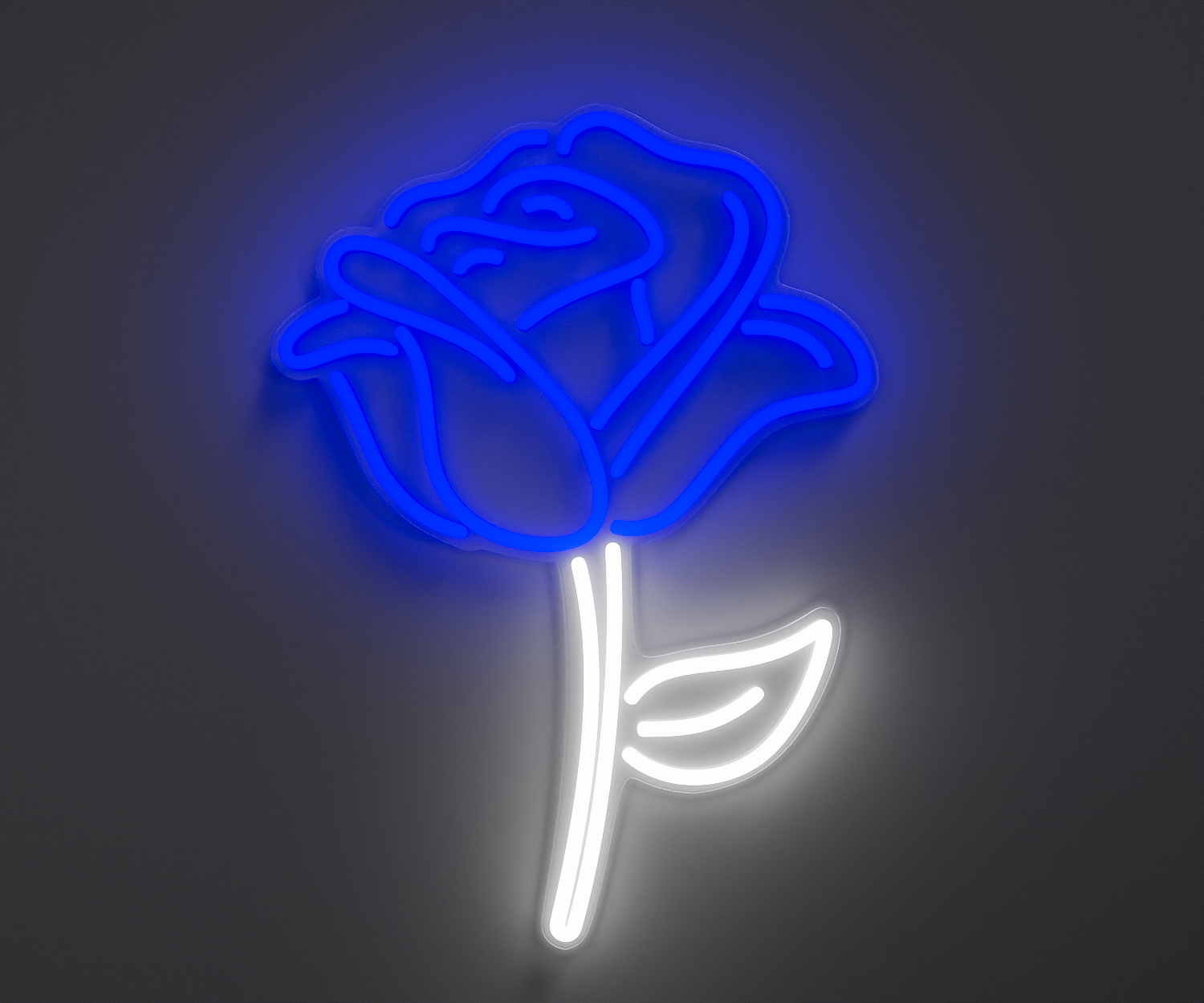 blue and white rose neon sign