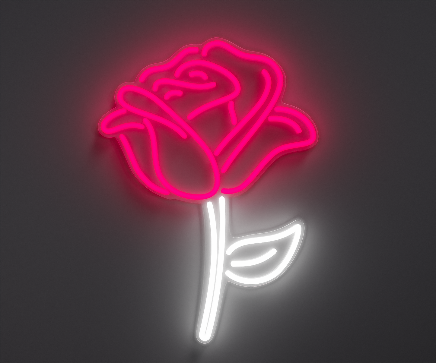pink and white rose neon sign