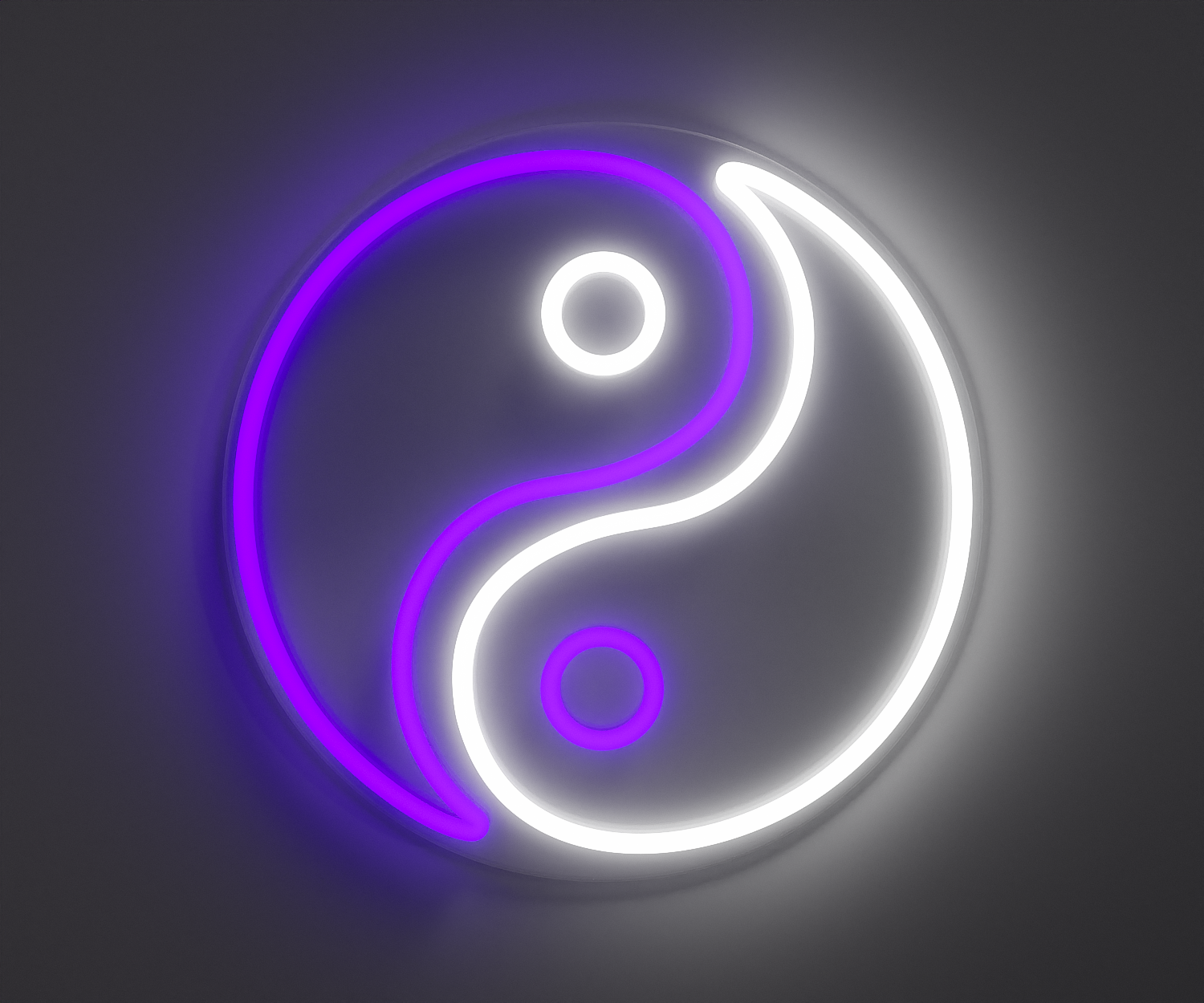 Yin Yang neon sign, purple and white