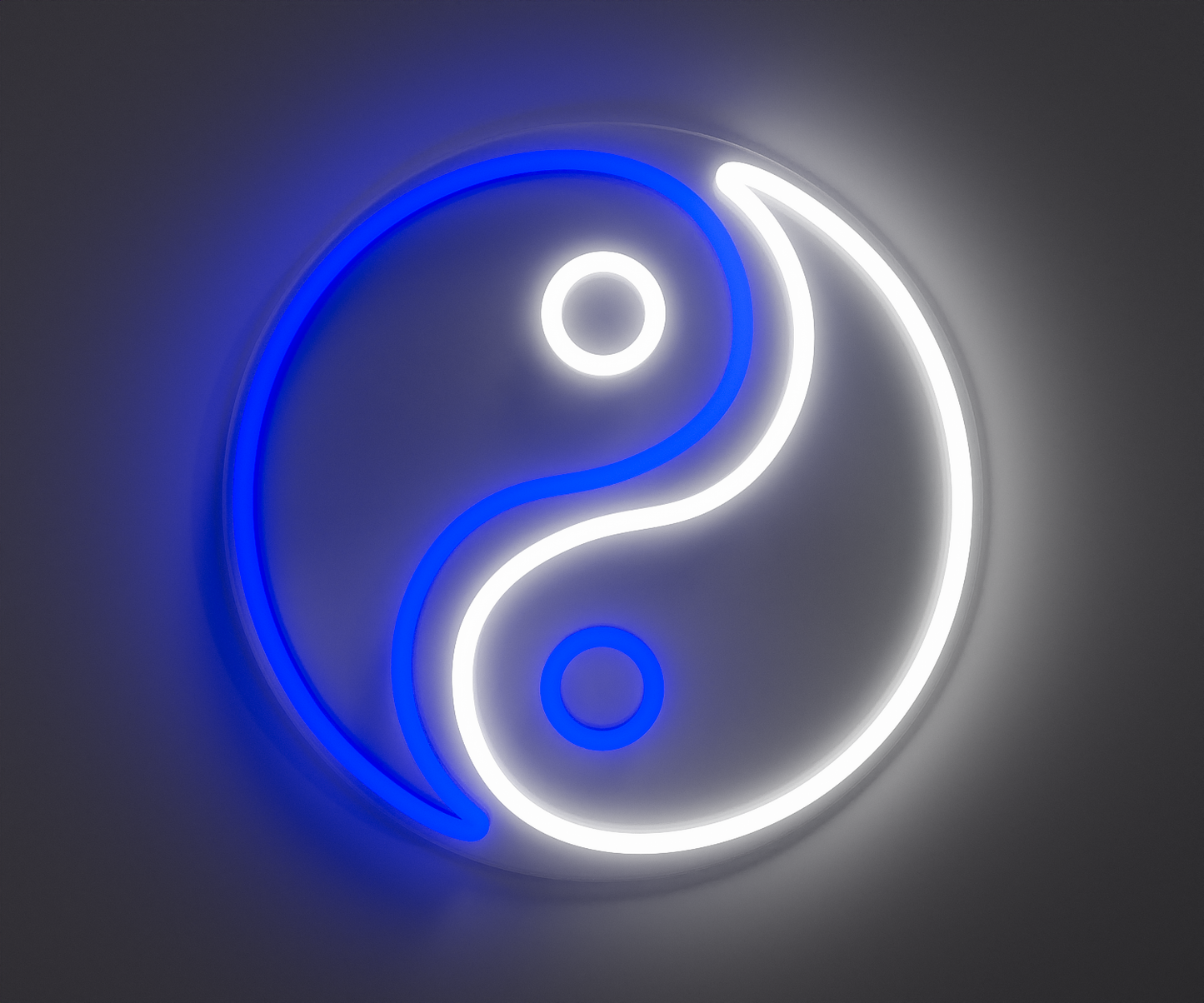 Yin Yang neon sign, blue and white