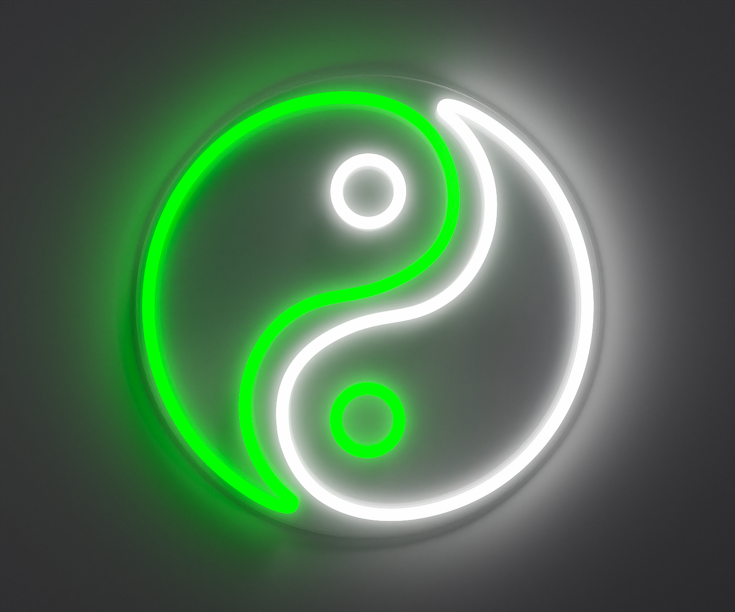 Yin Yang neon sign, green and white