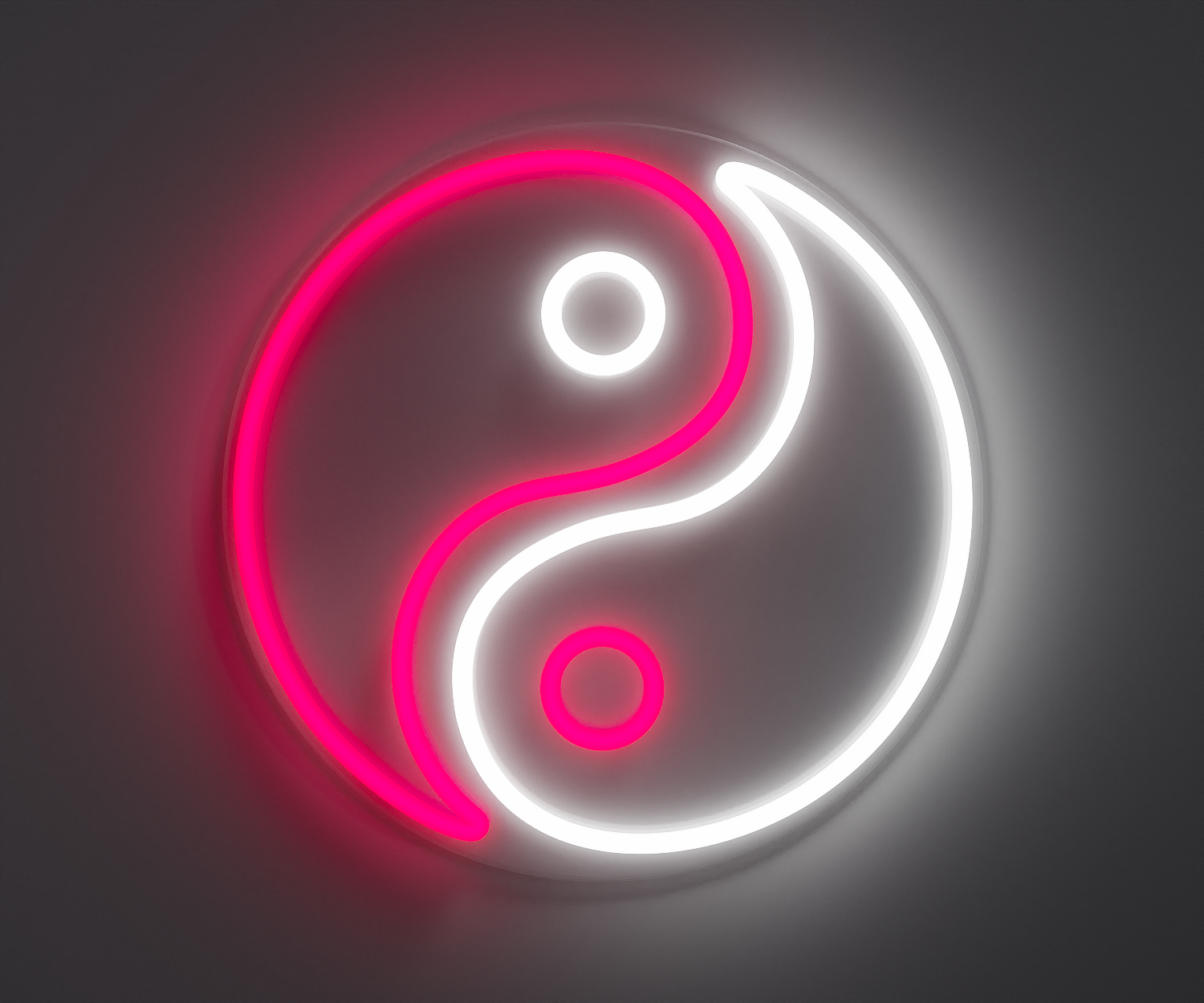 Yin Yang neon sign, pink and white