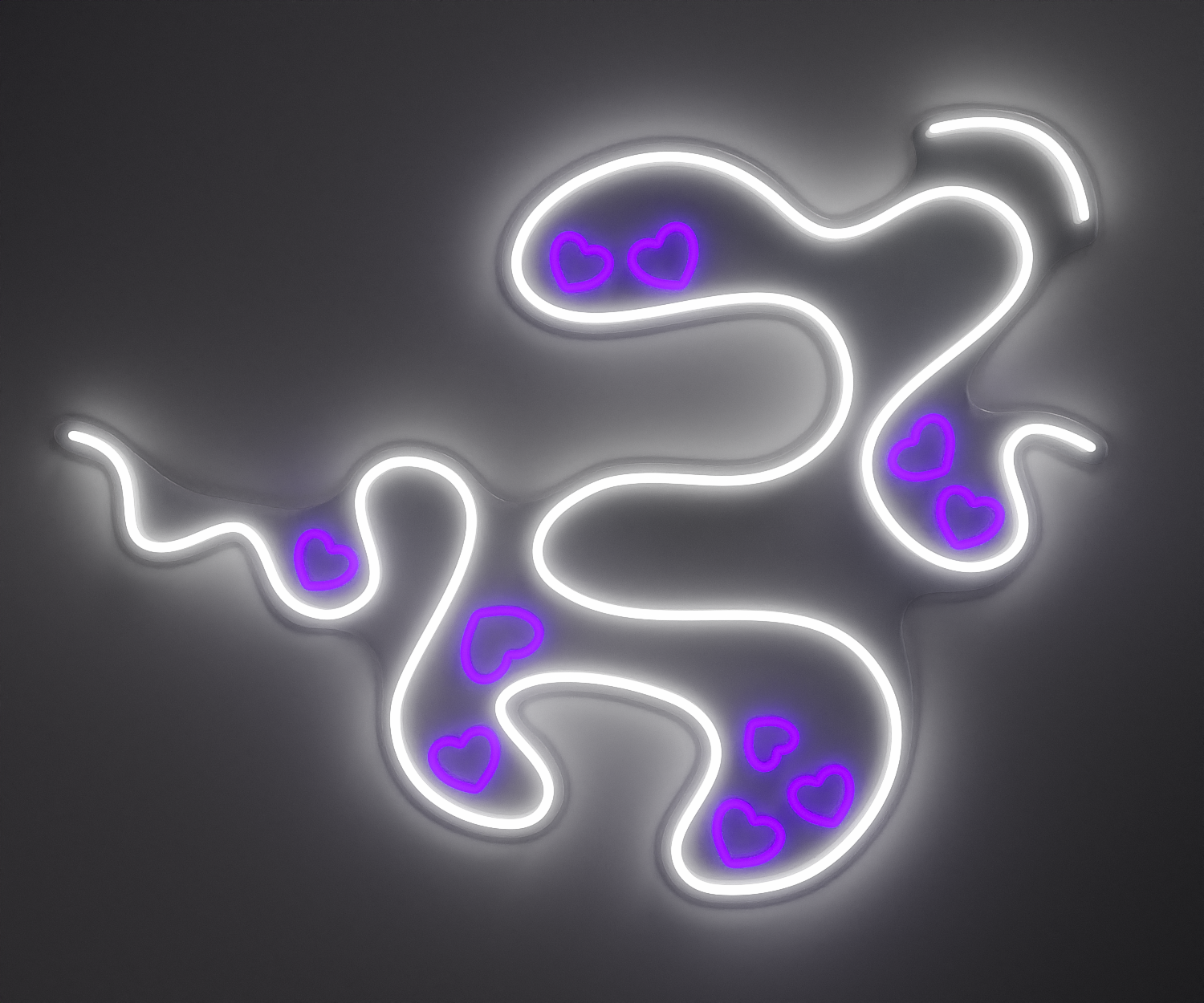 white and purple neon wall art