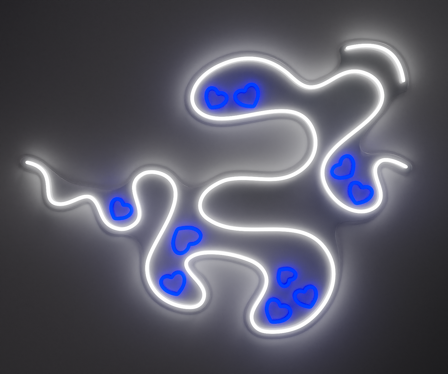 white and blue neon wall art